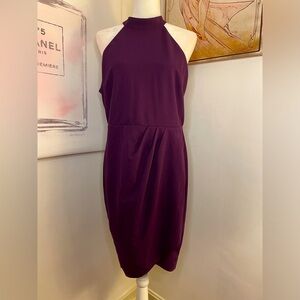 Sleeveless Halter Dress Knee Length Formal Size XL Purple